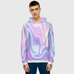 Мужская толстовка 3D Vaporwave волны голографические текстура переливается - фото 2