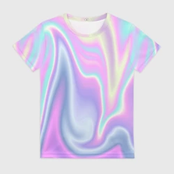 Женская футболка 3D Vaporwave волны голографические текстура переливается