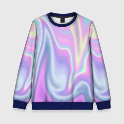 Детский свитшот 3D Vaporwave волны голографические текстура переливается