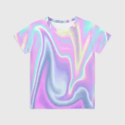 Детская футболка 3D Vaporwave волны голографические текстура переливается