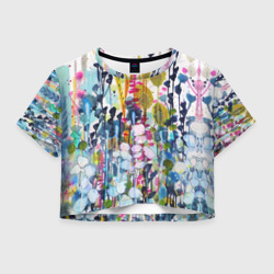 Женская футболка Crop-top 3D Watercolor Flowers