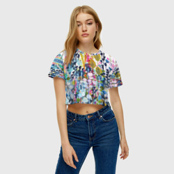 Женская футболка Crop-top 3D Watercolor Flowers - фото 2