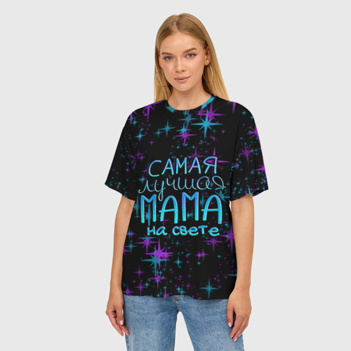 Женская футболка oversize 3D Лучшая мама на свете, цвет 3D печать - фото 3