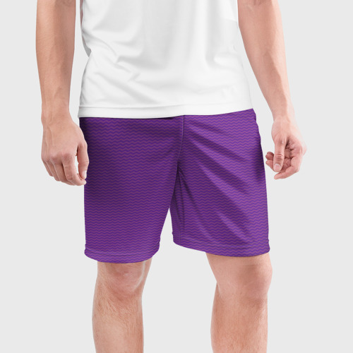 Мужские шорты спортивные Фиолетовая волна, цвет 3D печать - фото 3