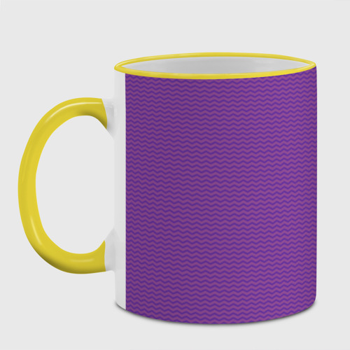 Кружка с полной запечаткой Фиолетовая волна, цвет Кант желтый - фото 2