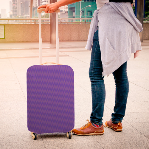 Чехол для чемодана 3D Фиолетовая волна, цвет 3D печать - фото 4
