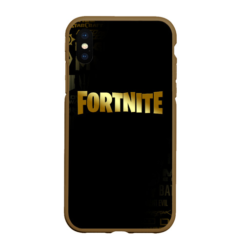 Чехол для iPhone XS Max матовый Fortnite Фортнайт, цвет коричневый