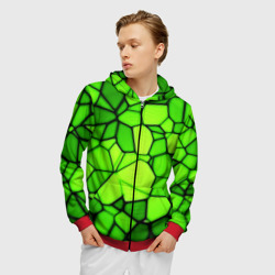 Мужская толстовка 3D на молнии Зеленая мозаика - фото 2