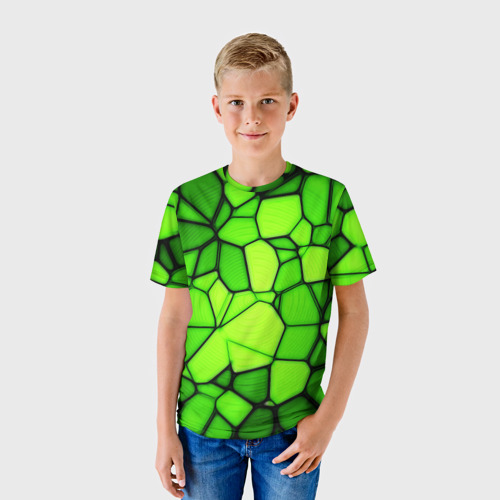 Детская футболка 3D Зеленая мозаика, цвет 3D печать - фото 3