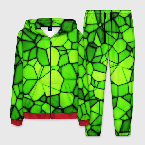 Мужской костюм 3D Зеленая мозаика, цвет красный