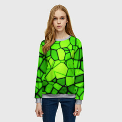 Женский свитшот 3D Зеленая мозаика - фото 2