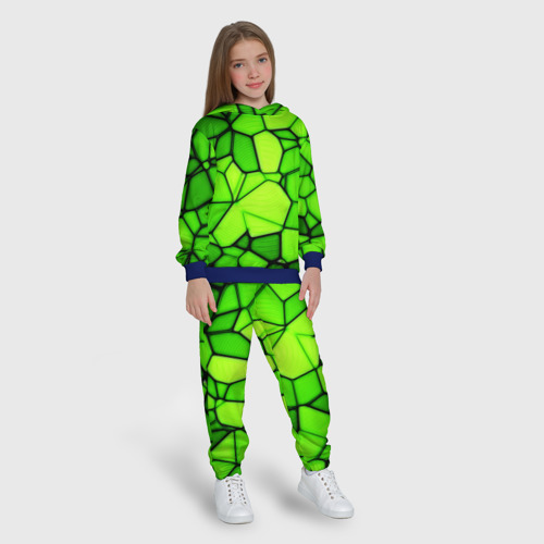 Детский костюм с толстовкой 3D Зеленая мозаика, цвет синий - фото 5