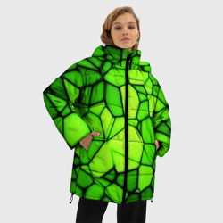 Женская зимняя куртка Oversize Зеленая мозаика - фото 2