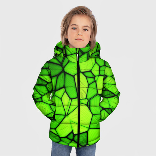 Зимняя куртка для мальчиков 3D Зеленая мозаика, цвет красный - фото 3