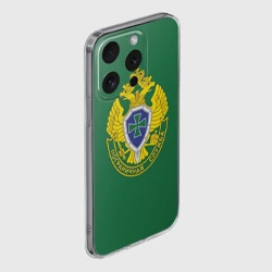 Чехол для iPhone 15 Pro силиконовый с защитой камеры Пограничная служба зеленый - фото 2