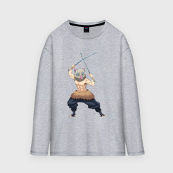 Женский лонгслив oversize хлопок Иноске Хашибира Клинок рассекающий демонов