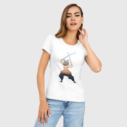 Женская футболка хлопок Slim Иноске Хашибира Клинок рассекающий демонов - фото 2