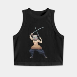 Женская укороченная майка-топ хлопок Иноске Хашибира Клинок рассекающий демонов