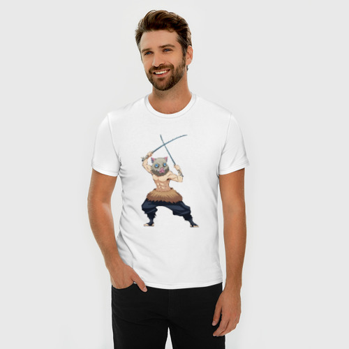 Мужская футболка хлопок Slim Иноске Хашибира Клинок рассекающий демонов, цвет белый - фото 3