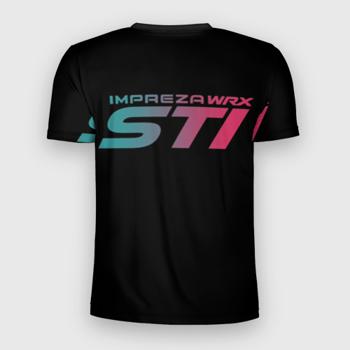 Мужская футболка 3D Slim Субару Subaru STI +Спина, цвет 3D печать - фото 2