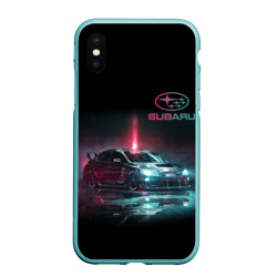 Чехол для iPhone XS Max матовый Субару Subaru STI +Спина