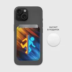 Картхолдер Magsafe магнитный Portal логотип человечек желто-голубой - фото 2