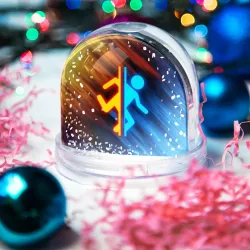Игрушка Снежный шар Portal логотип человечек желто-голубой - фото 3