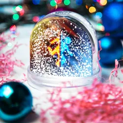 Игрушка Снежный шар Portal логотип человечек желто-голубой - фото 4