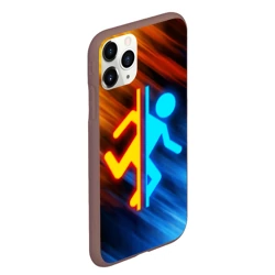 Чехол для iPhone 11 Pro Max матовый Portal логотип человечек желто-голубой - фото 2