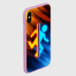 Чехол для iPhone XS Max матовый Portal логотип человечек желто-голубой - фото 2