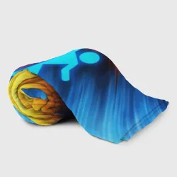 Плед 3D Portal логотип человечек желто-голубой - фото 2