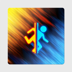 Магнит виниловый Квадрат Portal логотип человечек желто-голубой