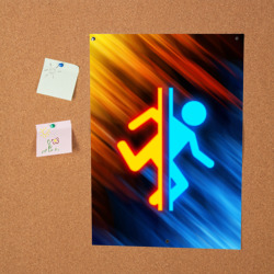 Постер Portal логотип человечек желто-голубой - фото 2