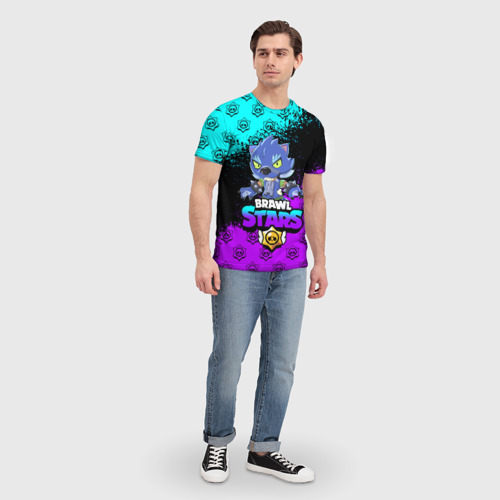 Мужская футболка 3D Brawl Stars Leon оборотень, цвет 3D печать - фото 5