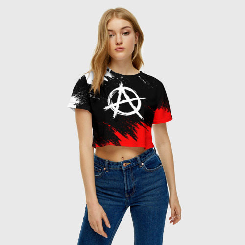 Женская футболка Crop-top 3D Анархия anarchy, цвет 3D печать - фото 3