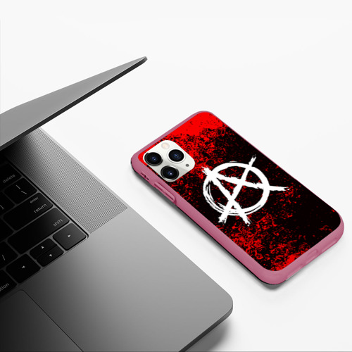 Чехол для iPhone 11 Pro матовый Анархия anarchy, цвет малиновый - фото 5