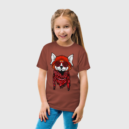Детская футболка хлопок Красная панда, цвет кирпичный - фото 5