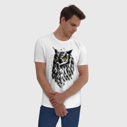 Мужская пижама с белой футболкой хлопок Сова - фото 2