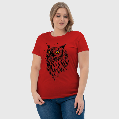 Женская футболка хлопок Сова, цвет красный - фото 6