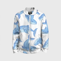 Детский бомбер 3D Косяк китов