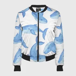 Женский бомбер 3D Косяк китов