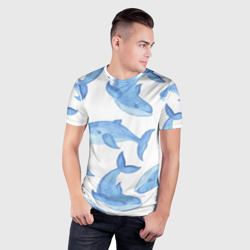 Мужская футболка 3D Slim Косяк китов - фото 2