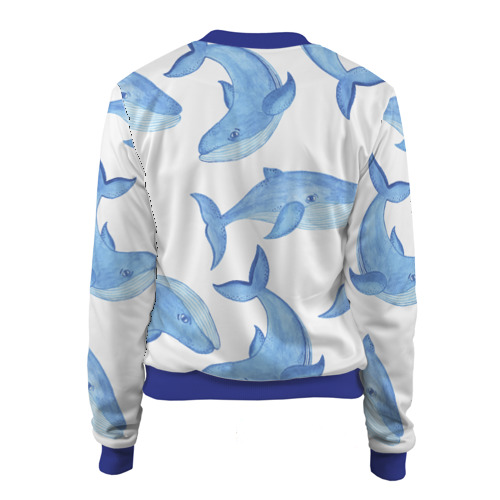 Женский бомбер 3D Косяк китов, цвет синий - фото 2