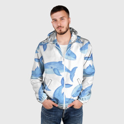Мужская ветровка 3D Косяк китов - фото 2