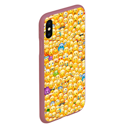 Чехол для iPhone XS Max матовый Смайлики Emoji, цвет малиновый - фото 3