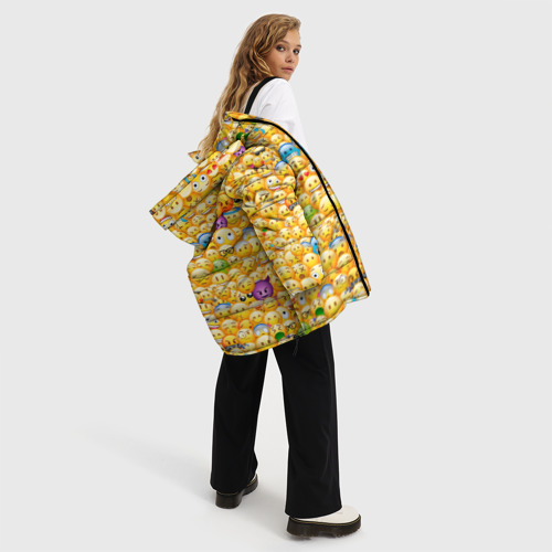 Женская зимняя куртка Oversize Смайлики Emoji, цвет светло-серый - фото 5