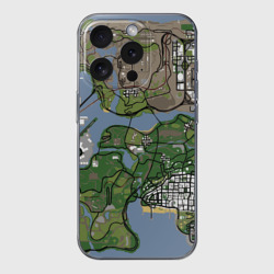Чехол для iPhone 15 Pro силиконовый с защитой камеры San Andreas