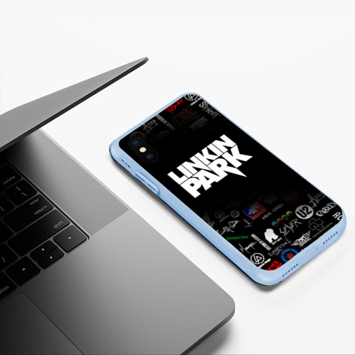 Чехол для iPhone XS Max матовый Linkin Park Линкин Парк, цвет голубой - фото 5