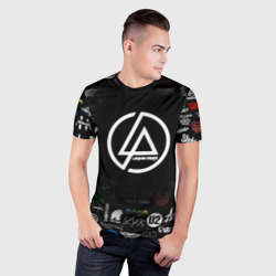 Мужская футболка 3D Slim Linkin Park rock logo - фото 2