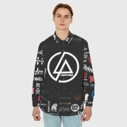 Мужская рубашка oversize 3D Linkin Park rock logo - фото 2